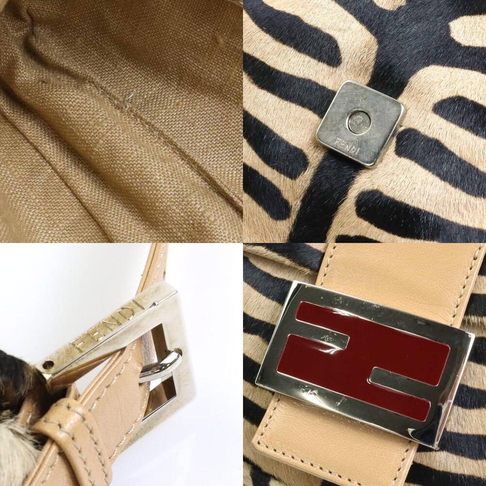 Fendi Baguette Shoulder Bag Beige Tan Black Silver Harako Leather - Picture 4 of 4